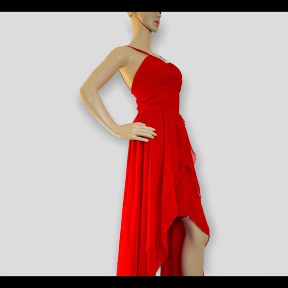 COPY - Sexy Red Party Irregular Ruffle High Waist Vestidos Dress New - Picture 8 of 11